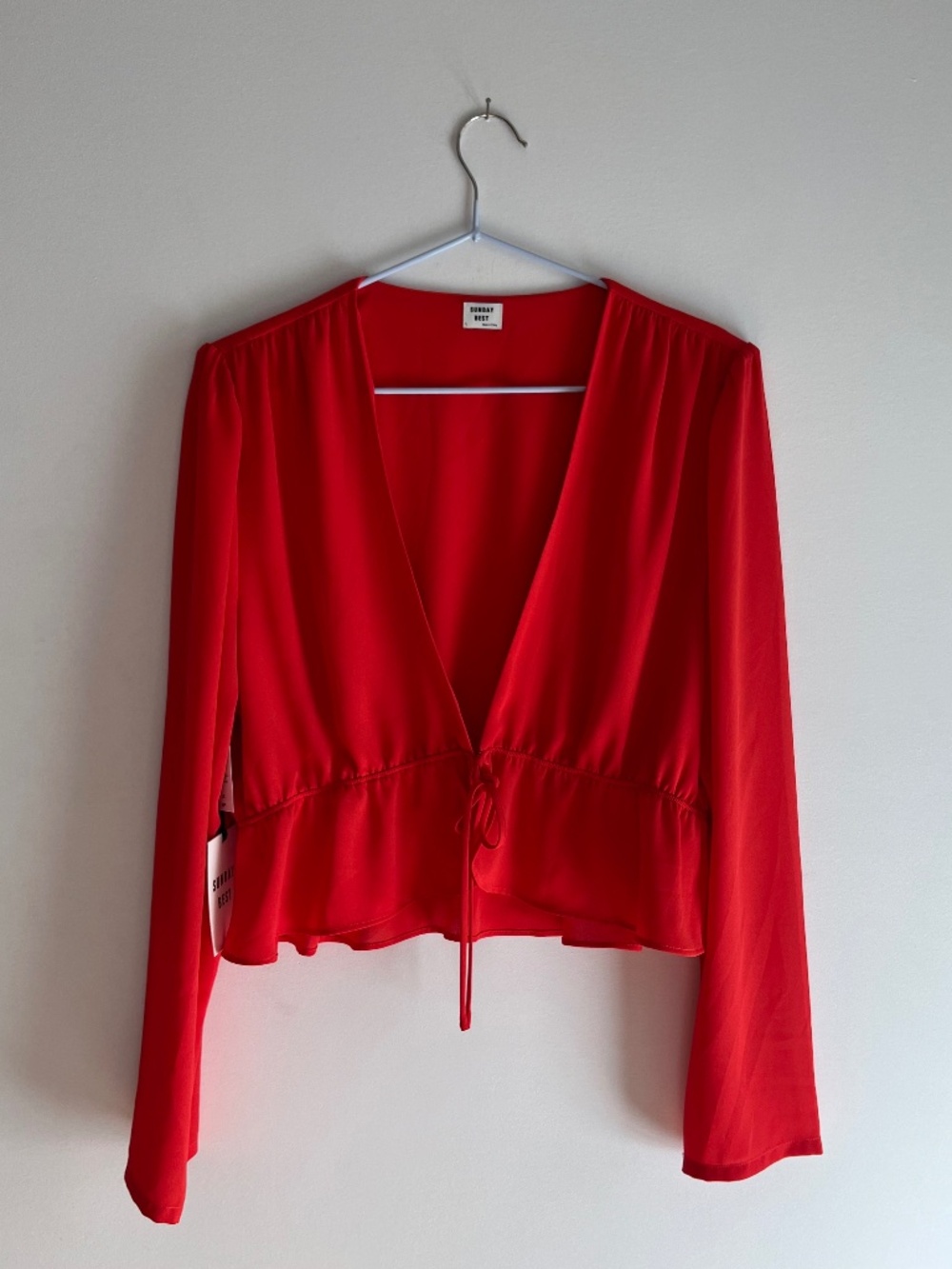 NWT Aritzia plunge top with tie in warm red - Large - Sunday Best
